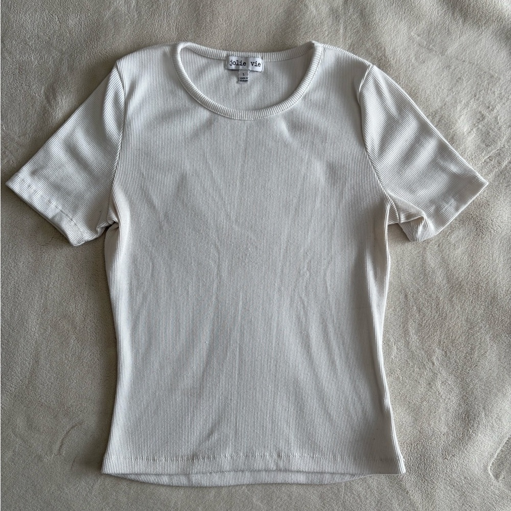 Jolie White Fitted Short Sleeve T-Shirt